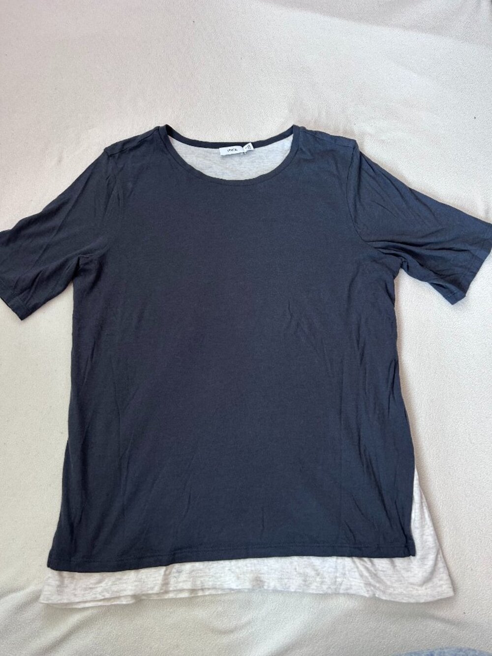 Vince Layered Short Sleeve Tee | Gray & Heather Gray | Women's Small